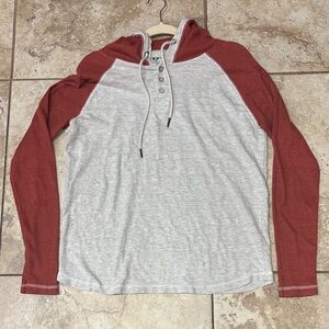 Teen boy BKE Rust and Heather gray Hooded pullover size S